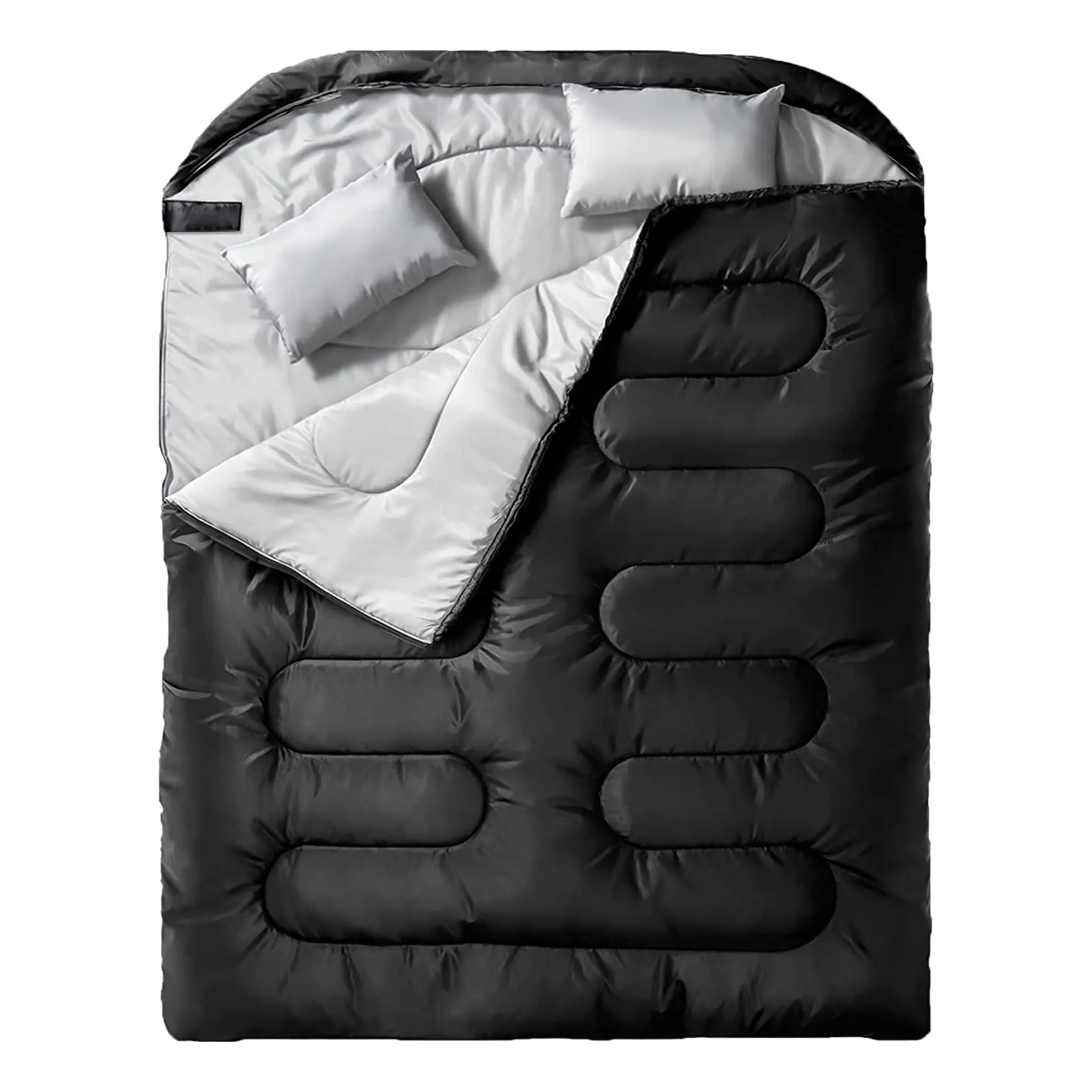 大人用ダブル寝袋枕付きメンズ、XLサイズオールシーズンキャンプハイキングバックパッキング用2人用寝袋