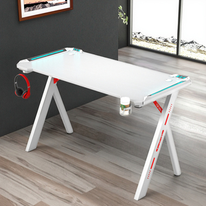 Adjustable Gaming <strong>Desk</strong> with Monitor Riser &amp; Hidden Cable Channels Foldable Wooden Metal Plastic for Home Office Use