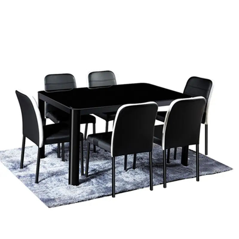 Esstisch Und Stuhl Tischset Aus Gehartetem Glass Mit Metallfub Und 6 Stuhlen Fur Das Esszimmer, muebles para el hogar