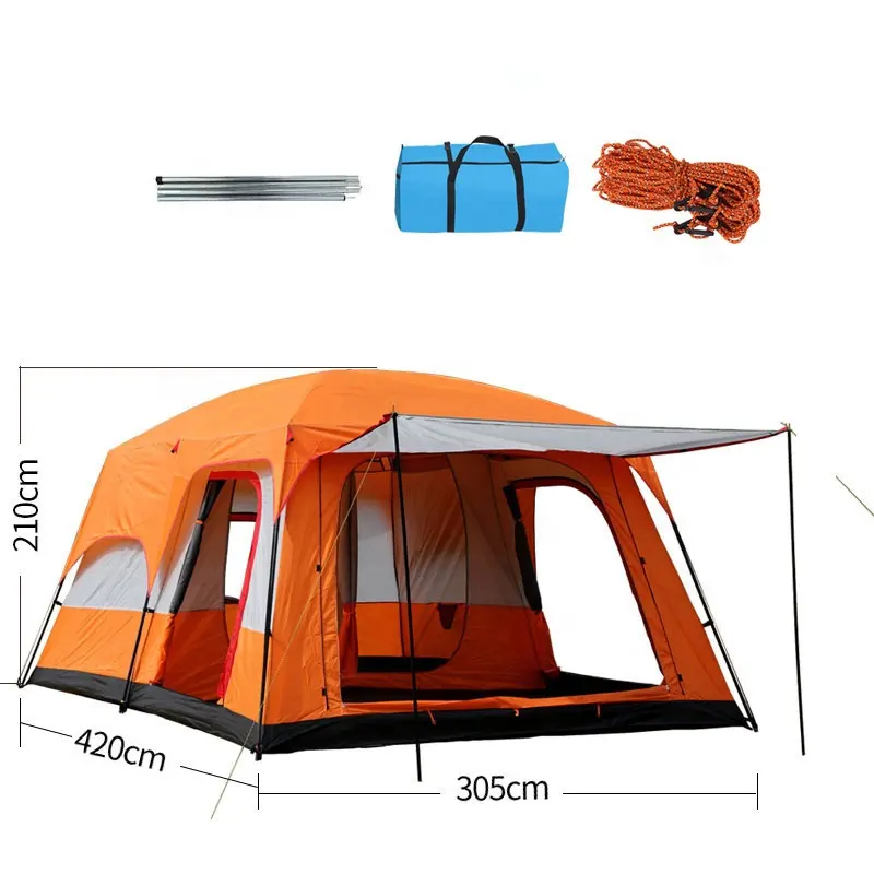 Auf Lager Bald Lieferung 8-12 Personen Zelt Großes Luxus Wind Resistant Family Camping Zelt
