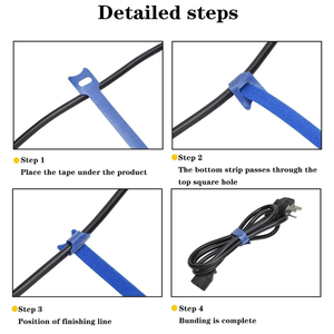 Custom Logo Print T-Shaped Reusable Cable <strong>Tie</strong> <strong>Elastic</strong> Nylon Self-Adhesive Hook &amp; <strong>Loop</strong> Tapes <strong>with</strong> Adjustable Hook &amp; <strong>Loop</strong> - Product Image 3