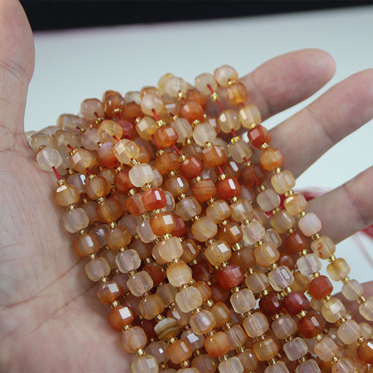 Cubes de sucre en agate rouge naturelle coupés en diagonale-10 mm-37 pcs-40g