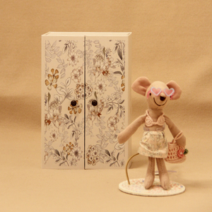<span class=keywords><strong>Mini</strong></span> vải Mouse Doll Set với bé vận chuyển, nôi & Floral Cabinet-Giả vờ chơi Dollhouse đồ chơi - Product Image 3