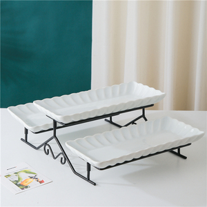 Nhà Máy Giá inimalism 3 Tier gốm khách sạn món tráng miệng tấm với kim loại sắt đứng cho đám cưới sinh nhật đảng - Product Image 2