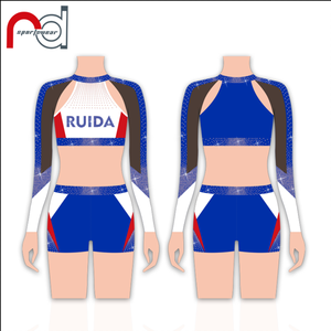 Üç parçalı Cheer seti OEM 2020 AB kristal cheer üniformaları kraliyet kırmızı performans cheeleader üniforma - Product Image 2