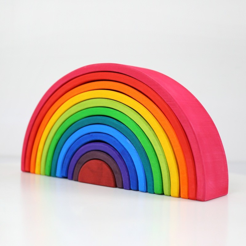 Grands blocs de construction arc-en-ciel en bois de pin