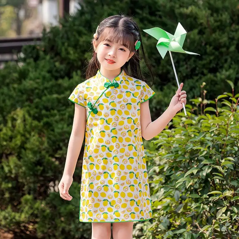 Новое модное Стильное китайское традиционное детское платье cheongsam для девочек летняя юбка одежда для детей платье для девочек