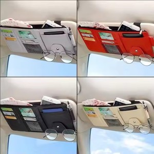 <strong>General</strong> Luxury PU Car Visor Multi-Function Glasses Clip Rear High Quality Interior Storage Bag Protection Organization <strong>New</strong> - Product Image 3
