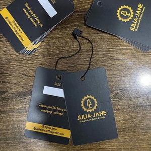Cuerda de cuerda gratis, diseño negro personalizado, etiqueta reciclada con logotipo, etiqueta colgante de papel recubierto, etiquetas colgantes para ropa con logotipo propio - Product Image 2