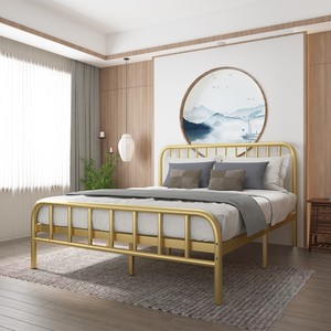 欧洲现代钢床智能现代折叠紧凑型设计金属平台双人床 - Product Image 2