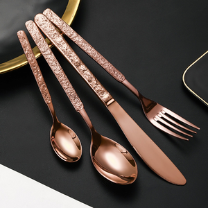 Neues wieder verwendbares Stein muster Griff Edelstahl Besteck Messer Gabel Löffel Gold Besteck Restaurant Besteck Set