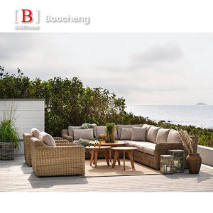 كرسي أريكة من الراتان للأماكن الخارجية ، أثاث فناء فاخر من الراتان مع وسادة - Product Image 1