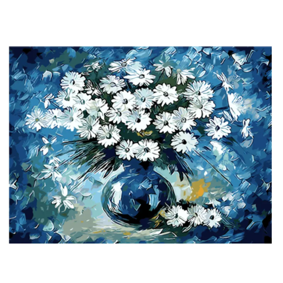 Abstract Paint by Numbers for Adults Beginner Drawing Paintwork with Paintbrushes Flower Paint Canvas Oil Painting 12X16inch