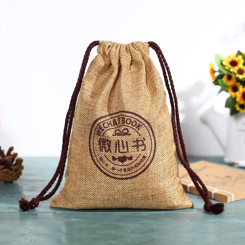 Bolsas de arpillera Natural, saco de yute con cordón, pequeño Favor de boda, regalo, bolsa de yute