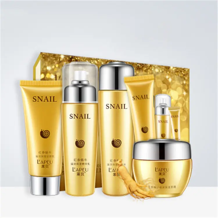 MSDS OEM 24k gold snail skin care cream set beauty ginseng sets for private labeling