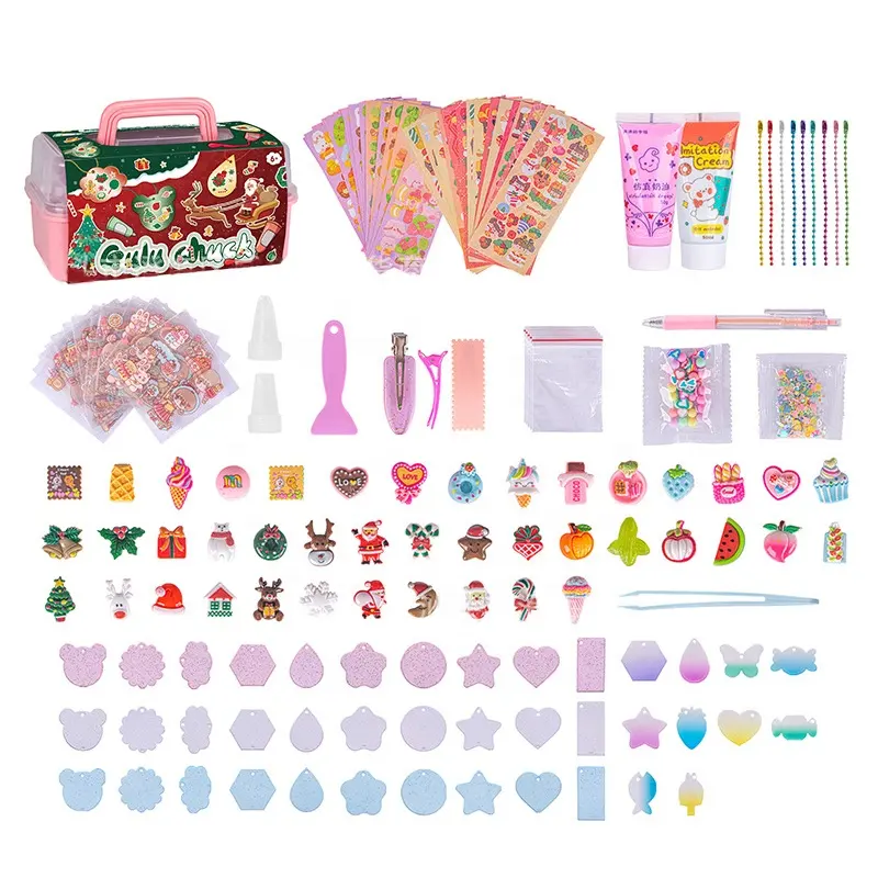 Kerstthema Speelgoed Niet-Giftig Slijmcrème Lijm Kids Kunst En Ambachtelijke Kit Diy Cream Zelfklevende Sticker Goo Kaart Sleutelhanger Maken Set