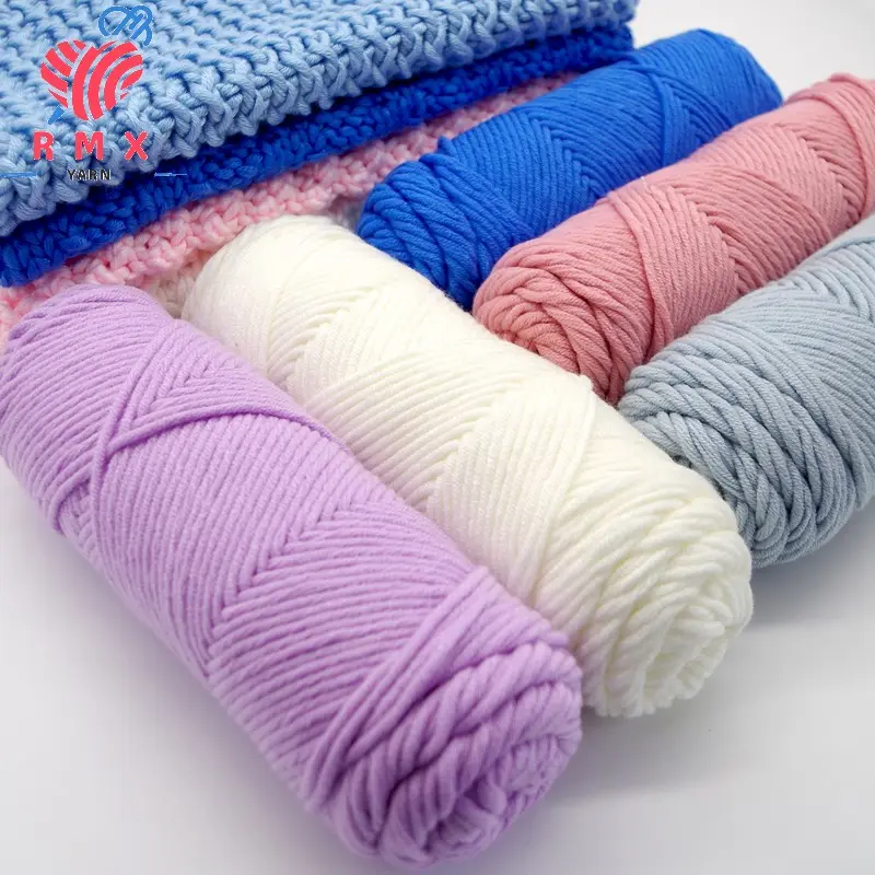 RongMeiXuan-hilo de algodón de leche de 100g, hilo de 8 capas para tejer bufanda hecha a mano, hilo acrílico 100% artesanal