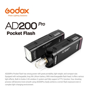 热卖Godox AD200专业袖珍闪光灯TTL HSS 2.4G无线X系统DSLR数码相机户外闪光灯 - Product Image 2