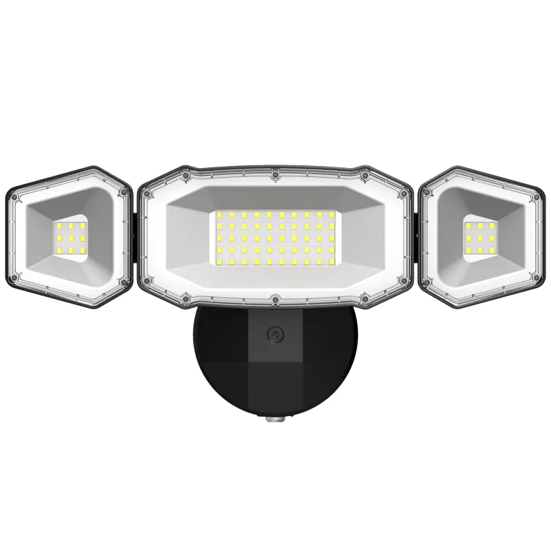 Precio Bajo 50W 6000LM 5000K Proveedor de oro Luz DE SEGURIDAD LED siempre encendida para exteriores, luz de inundación 3 cabezales ajustables Luz de seguridad