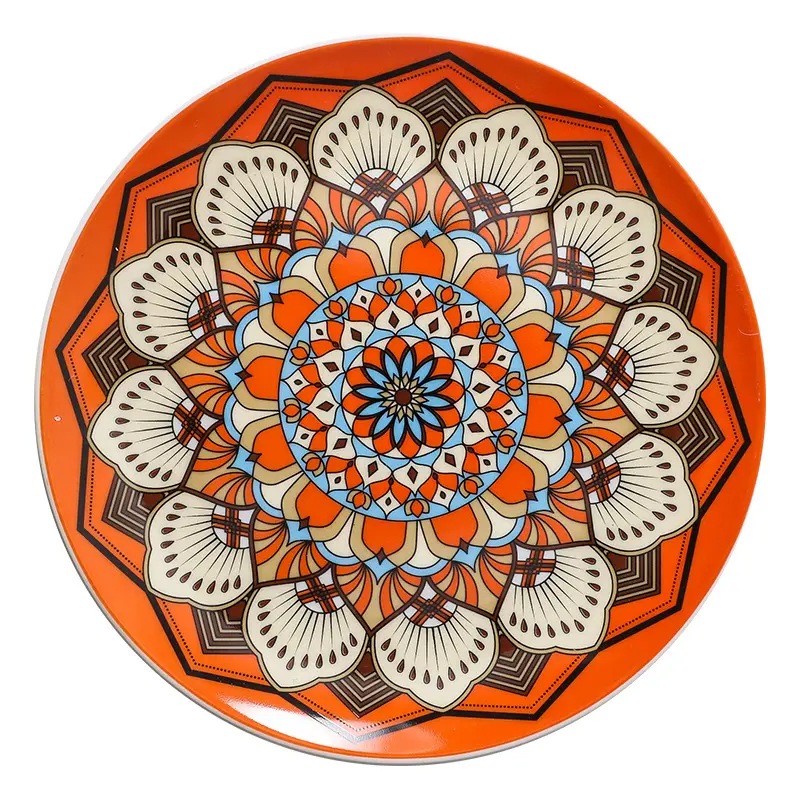 Piatto da tavola in ceramica dipinto a mano bohémien piatto decorativo da parete ornamenti