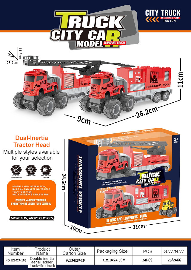 JZ2024-106 Camión de bomberos con escalera + caja con ventana de camión de bomberos
