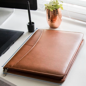 Organizador de carpeta de Padfolio con cremallera y logotipo en relieve personalizado con calculadora y Bloc de notas con letras