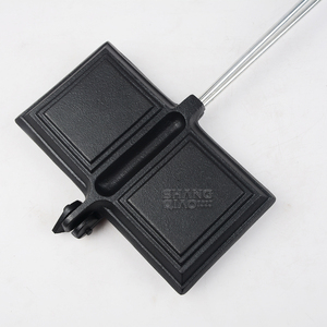 Customized Logo Camping Cookware Pre-Seasoned Cast Iron Jaffle <strong>Pie</strong> Waffle Cast Iron Campfire <strong>Pie</strong> Iron - Product Image 5