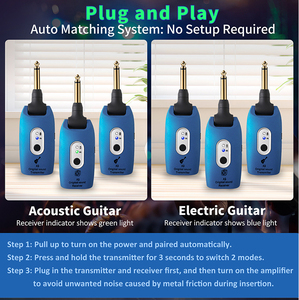 Sistema de guitarra inalámbrico uno a dos, sistema inalámbrico de guitarra de alta calidad, transmisor y receptor de guitarra inalámbrico 2,4G - Product Image 5
