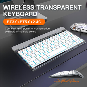 OEM Nuevo Modelo Dual transparente 2,4g + BT3.0 + BT5.0 7 colores RGB retroiluminado 38 grados soporte ergonómico magnético BT teclado inalámbrico - Product Image 5