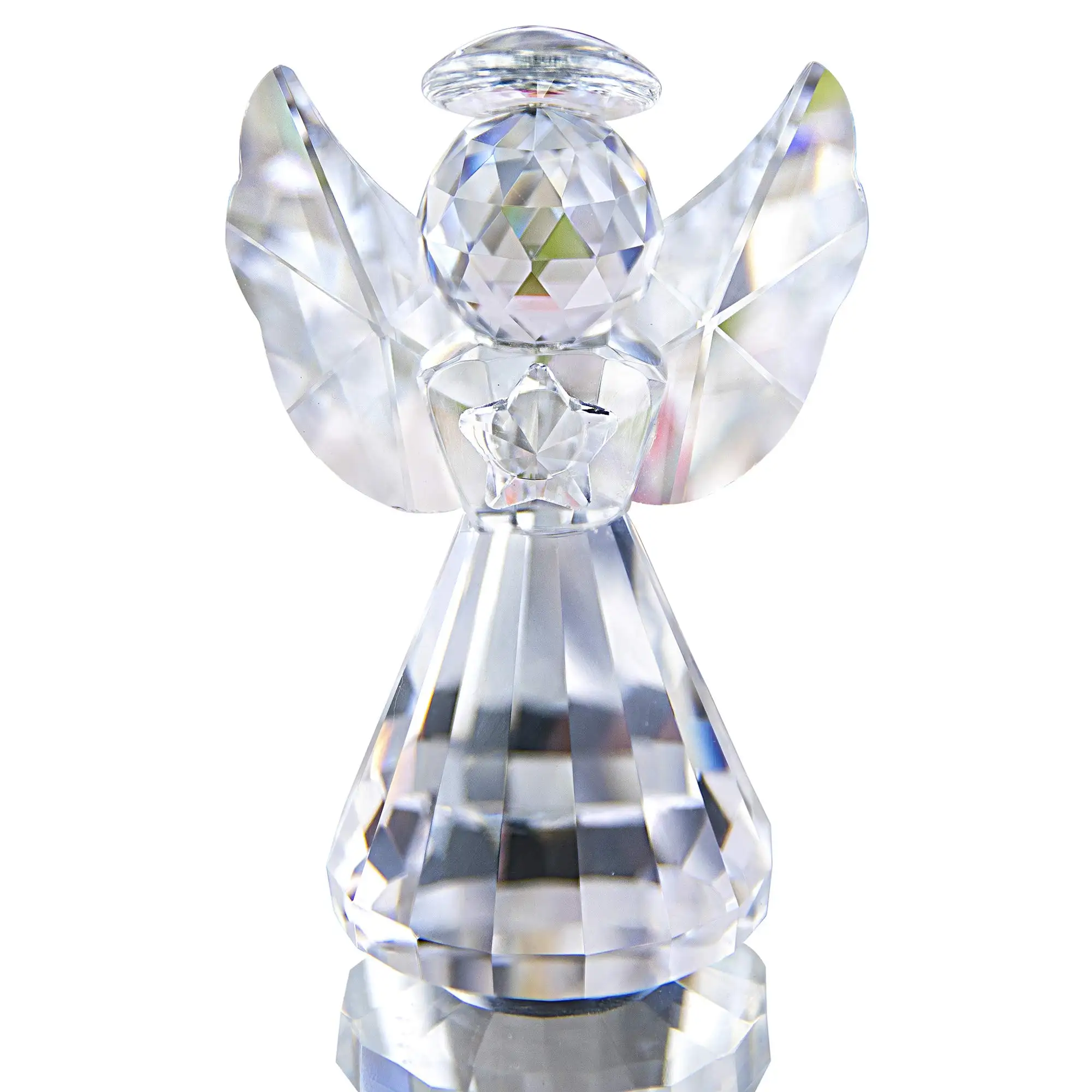 Ornamentos de cristal anjo estatueta paperweight decoração coleção de arte de vidro europa arte popular claro natal anjo angeles