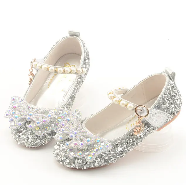 UP-4407r Children Princess Shoes 2023 Girls School Slip on Dress Casual Bling Girls Ballerina Shoes for Kids