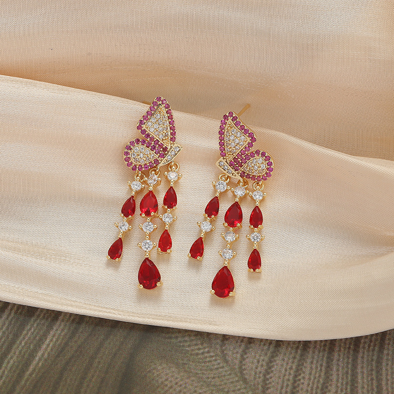 Or Eh144, base dorée - papillon diamant rouge
