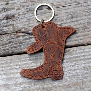 Hand Carved Unisex Keychains Cute Exotic Shape Tooled Leather <strong>Key</strong> Rings Unique Accessory Keychains for Men and Women - Product Image 2