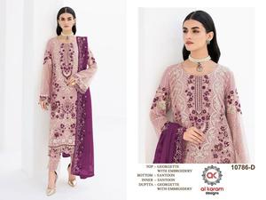 Toptan fabrika kaynağı Georgette şalvar elbise ile ağır nakış desen tasarımcı <span class=keywords><strong>Alkaram</strong></span> pakistan satılık takım