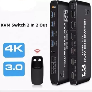 HG <strong>KVM</strong> <strong>Switch</strong> HD MI <strong>2</strong> Port USB 3.0 <strong>KVM</strong> Switcher Selector Box Support 4K@60Hz Resolution for <strong>2</strong> Computers Share Mouse Keyboard