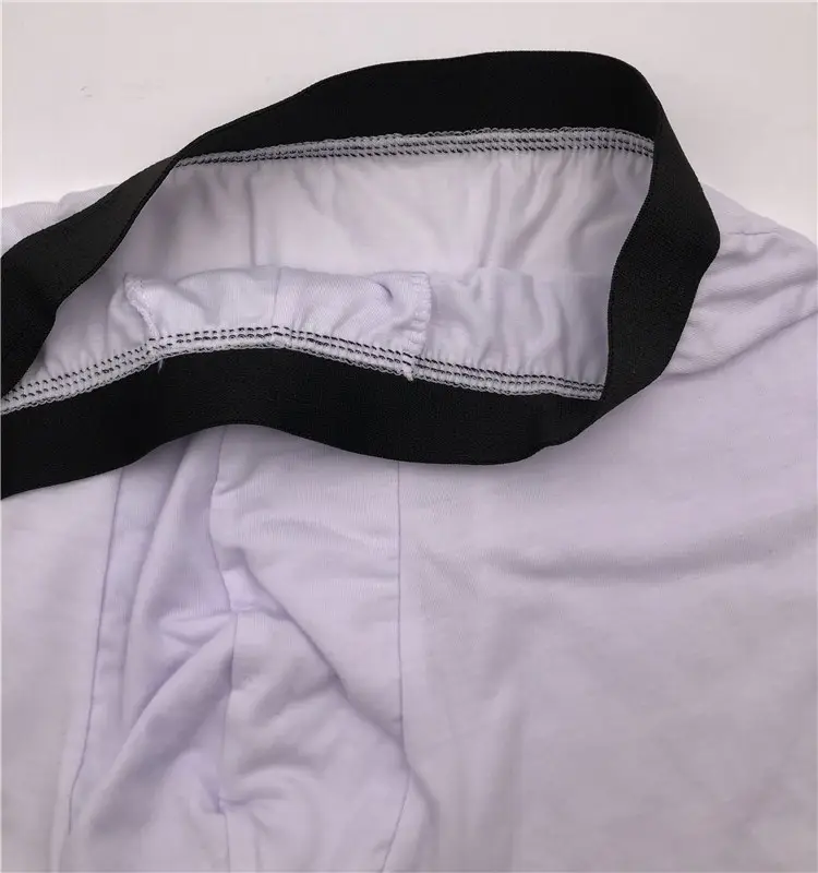 Calzoncillos bóxer de poliéster blanco en blanco con sublimación con ropa interior de cintura suave negra para el Día de San Valentín