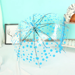 ร่มพีวีซี POE Polka Dot สีสันสดใสด้ามยาวตรงโปร่งใสเป็นของขวัญเป็นจุดสีร่มโฆษณา - Product Image 3