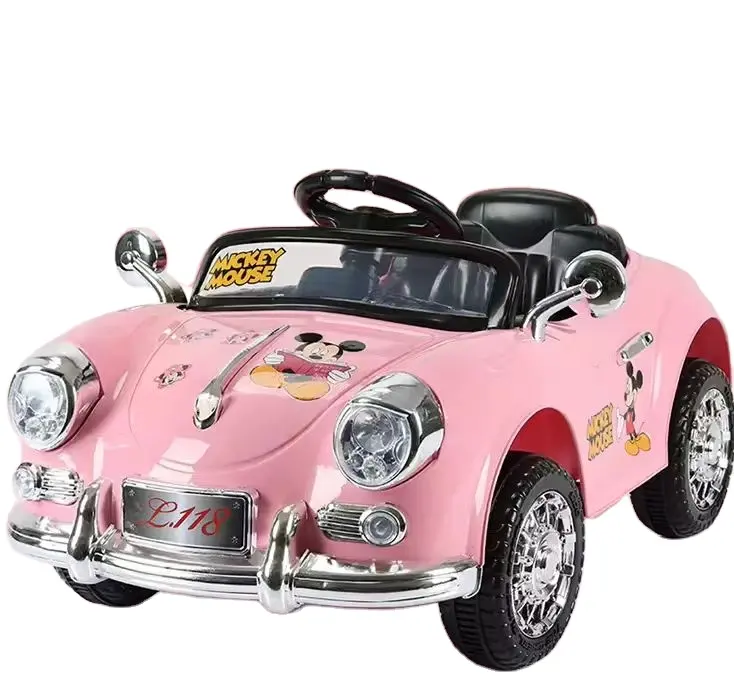 Carro elétrico infantil de brinquedo com controle remoto com bateria rosa barato personalizado mais vendido