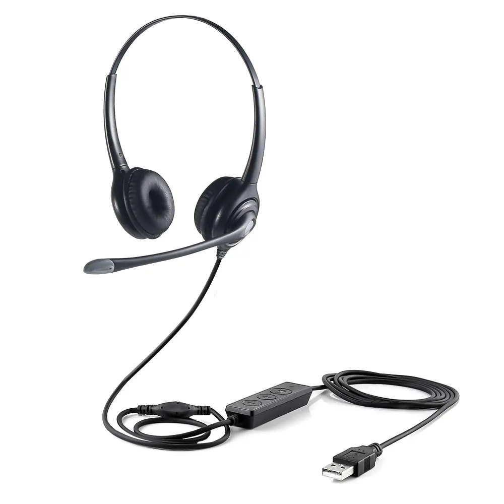 Controle de volume com cancelamento de ruído, headset profissional usb com fio de 3.5mm com fio