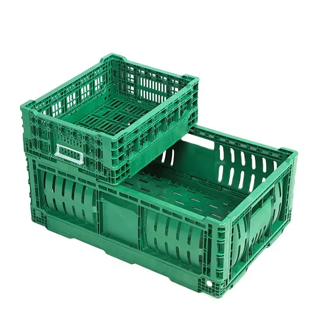 Stackable सब्जी बंधनेवाला फल भंडारण ढोना बक्से तह Stackable प्लास्टिक टोकरा