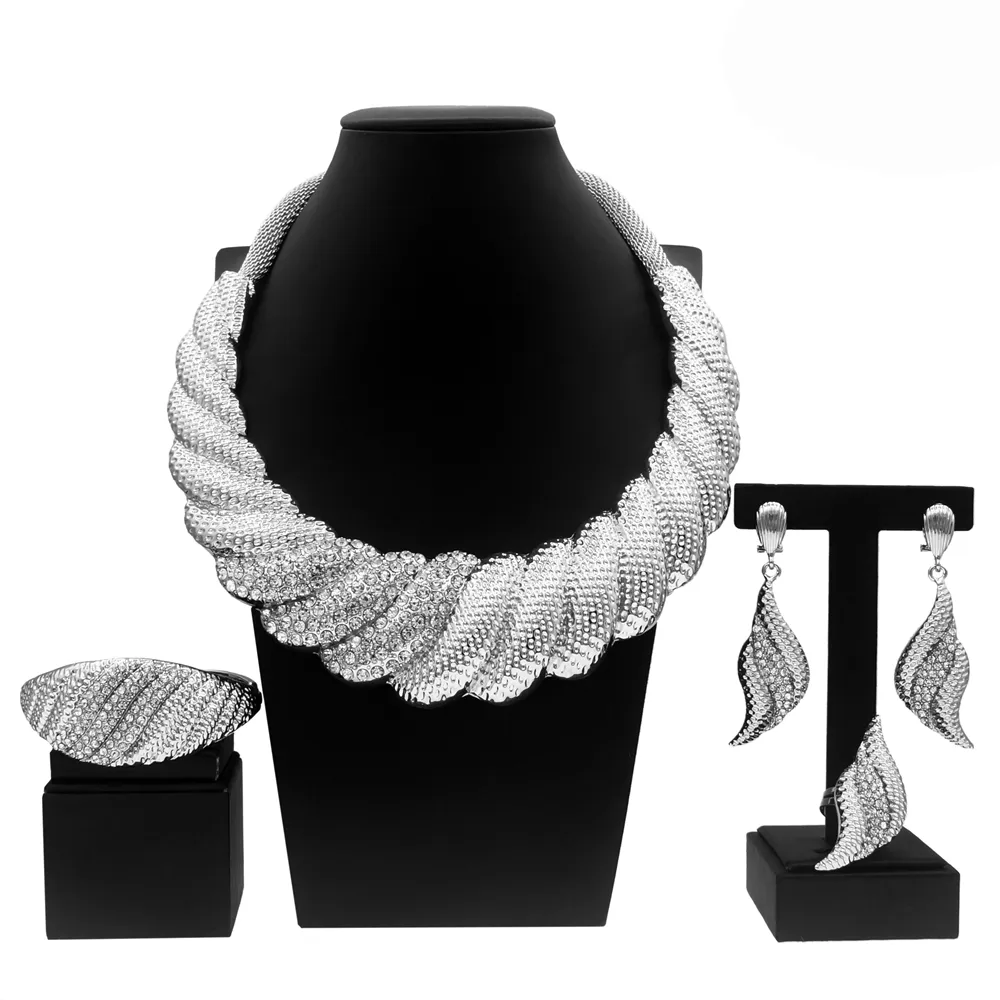 Yulaili-pendientes de circonia cúbica blanca AAA para mujer, conjunto de joyería de diamante americano