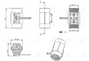 YF-B9 3/4 ''เครื่องวัดการไหลของของเหลวทองเหลืองกังหัน, เครื่องวัดอัตราการไหลของ DC3.5-24V 1-30ลิตร/นาทีเครื่องวัดการไหลของชีพจรเซ็นเซอร์วัดการไหลในห้องโถงสำหรับเครื่องทำน้ำอุ่น - Product Image 5