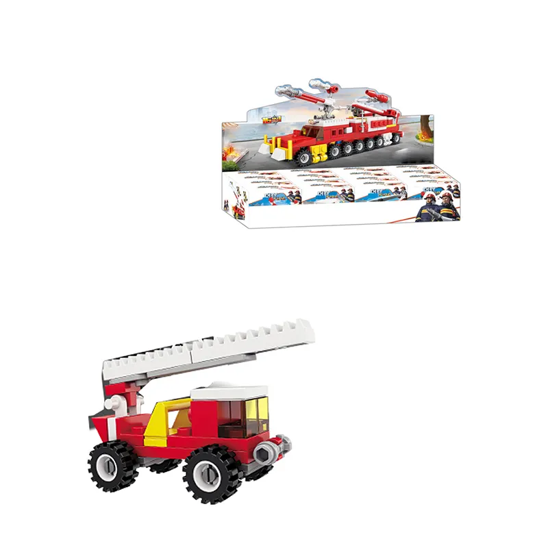 Trending Products 2024 3D DIY Plastic Building Blocks Fire-fighting Ladder Truck Toys For Boys