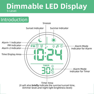 Fullwill Portable Desk Sunrise Alarm Clock Wake up <strong>Light</strong> for Bedrooms Multifunction Table Digital Clock - Product Image 5