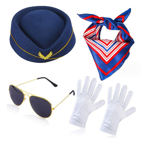 4-piece set-navy blue cap