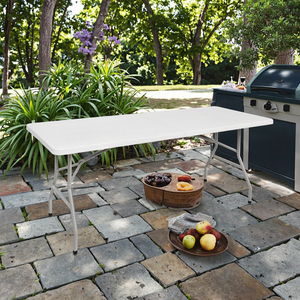 Đa Chức Năng Trắng HDPE Gấp Bàn Ăn Di Động Hình Chữ Nhật Ngoài Trời Không Thấm Nước Bảng Cho Các Bên Cắm Trại Dễ Dàng Để Thiết Lập - Product Image 6