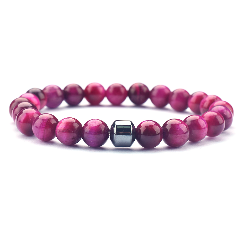 17-CB0237-pink tiger eye bracelet