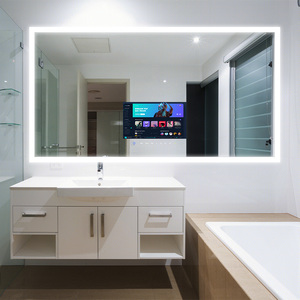 Espejo de tocador iluminado con luz LED para baño, con altavoz BT, antivaho, impermeable, sistema Android, espejos mágicos - Product Image 1