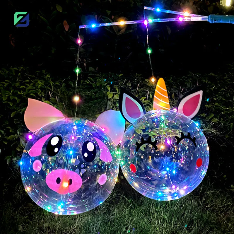 Decoración de fiesta de cumpleaños Globos juguetes luminosos para niños Led transparente Bobo Bubble Ballon Bobo globo con luz