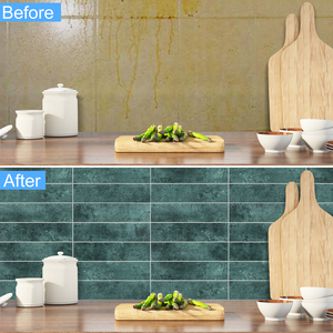 Sang trọng màu xanh lá cây vỏ và dính gạch tự dính bóng tàu điện ngầm gạch Gạch Mosaic dính trên backsplash cho nhà bếp phòng tắm RV - Product Image 6